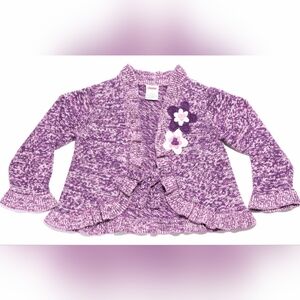 Gymboree VTG Childrens Sweater Cardigan Girls Size 3 Cotton Plum Marbled Corsage